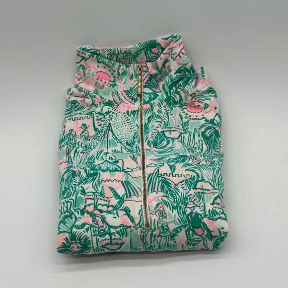 Lilly Pulitzer Skipper Popover Women XS Green White Long Sleeve 1/4 Zip Pullover - Picture 4 of 7